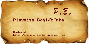 Plavsits Boglárka névjegykártya